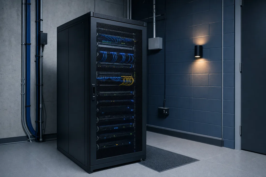 A secure on-premises server cabinet in a municipal facility